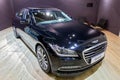 Hyundai Genesis car showcased at the Brussels Expo Autosalon motor show. Belgium - January 12, 2016