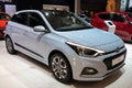 Hyundai i20 car at the Brussels Autosalon Motor Show. Belgium - January 18, 2019