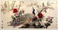 HZMB Macau Port Art Macao Shen Embroidery Antique Precious Peacock Feather Handicraft Heritage Chinese Folk Art National Treasure