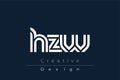 HZW Creative Unique Modern Letter Logo Design Royalty Free Stock Photo