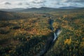 HÃ¤llingsafallet waterfall in autumn forest near StrÃ¶msund in JÃ¤mtland in Sweden from above