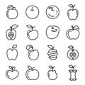 Set of Different Apple Thin Line Icons Isolated On a White Background Royalty Free Stock Photo