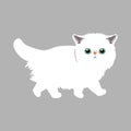 Cute Persian kitten isolate on gray background. Cartoon cat kitten icon vector. Hand drawn childish vector illustration.