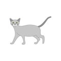 Russian Blue cat isolate on white background. Cartoon cat kitten icon vector. Hand drawn childish vector illustration. Royalty Free Stock Photo