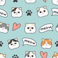 Persian kitten exotic shorthair emoticons showing different emotions. Cute Cat kitten head seamless pattern background.
