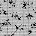 Japanese style swallow seamless pattern,