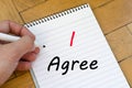 I agree concept on notebook Royalty Free Stock Photo