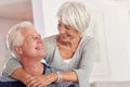 I appreciate everything you are to me. a happy senior couple at home. Royalty Free Stock Photo