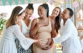 I appreciate you all so much. a group of friends celebrating at a baby shower. Royalty Free Stock Photo