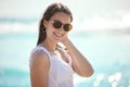 I belong at the ocean. Shot of a young woman enjoying a day at the beach. Royalty Free Stock Photo