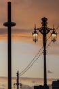 I360 in Brighton at sunset with seagulls