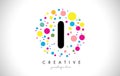 I Bubble Dots Letter Logo Design with Creative Colorful Bubbles.