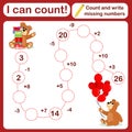 Vector illustration of a children`s math game on the topic I can count. Royalty Free Stock Photo