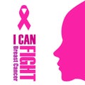 I can fight breast cancer poster with pink ribbon