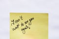 I can not wait to see you again handwriting text close up isolated on yellow paper with copy space Royalty Free Stock Photo