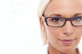 I can see clearly now. A cropped shot of a beautiful young woman wearing eyeglasses. Royalty Free Stock Photo