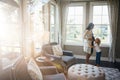 I cant wait to cuddle the baby. a little boy kissing his mothers pregnant stomach at home. Royalty Free Stock Photo