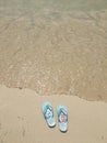 Sun Sea Flip Flops on Sand Beach in Mexico