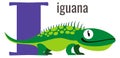 I card. Alphabet letter with iguana animal