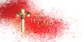 He is I am Christian Butterfly cross on red splatter background Royalty Free Stock Photo