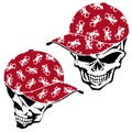 Skull illustration covered with a cap,