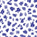 Tropical plant illustration pattern material,