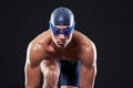 I dont think I can, I know I can. Cropped studio portrait of a young male swimmer. Royalty Free Stock Photo