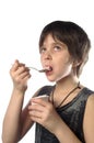 I eating an yoghurt Royalty Free Stock Photo