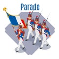 Napoleon`s grenadiers, French soldiers 19st century on isolated background Royalty Free Stock Photo