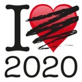 The heart of the illustration: I love 2020 is crossed out to mean that the year of the epidemic is to be forgotten.