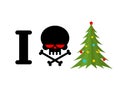 I hate Christmas. Skull and bones symbol of hatred and Christmas