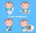 I hate housework cute cartoon Royalty Free Stock Photo