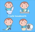 I hate housework cute cartoon