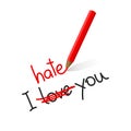 I hate love you typography Royalty Free Stock Photo