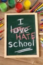 I hate school, back to school concept written on blackboard Royalty Free Stock Photo