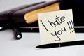 I hate you sticker note Royalty Free Stock Photo