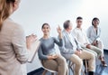 I have another question. a group of new employees having a discussion with the recruiter at an office. Royalty Free Stock Photo