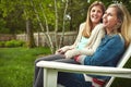 I have a great mom and I love her. A happy mother and daughter spending time together outdoors. Royalty Free Stock Photo