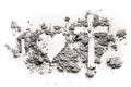 I, heart and cross or crucifix drawing in ash Royalty Free Stock Photo