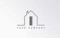 I home alphabet icon logo letter design. House for a real estate company. Business identity with thin line contour