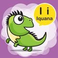 I Iguana color cartoon and alphabet for children to learning vector illustration eps10 Royalty Free Stock Photo