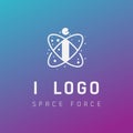 i initial space force logo design galaxy rocket vector in gradient background Royalty Free Stock Photo