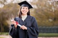 I just cant stop smiling today. Portrait of a young woman holding her diploma on graduation day. Royalty Free Stock Photo