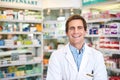 I keep my customers healthy. Cropped portrait of a handsome young male pharmacist standing in the pharmacy. Royalty Free Stock Photo