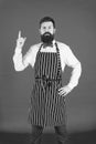 I know everything about cooking. Bearded man chef cooking. Hipster cooking home or restaurant. Modern cafe concept