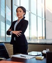 I know what I want and Ill get it. Portrait of a young female lawyer standing by her desk in the office. Royalty Free Stock Photo