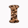 I, letter of the alphabet - coffee beans background