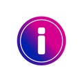 `i` letter information icon on blue pink color Grenadian