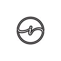 I letter script circle logo design vector