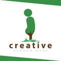 I Letter tree green logo vector template